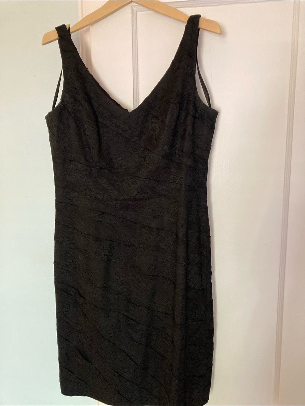 Elegant Black laced evening dress , lined, zipper in the back